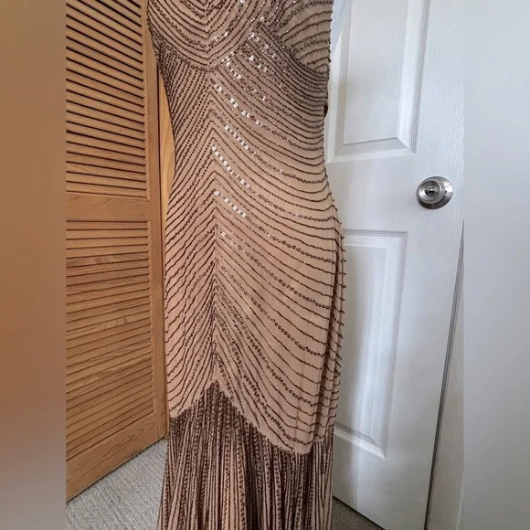 Adrianna Papell Formal Silk Sequin Beaded Event Gown - Picture 7 of 14